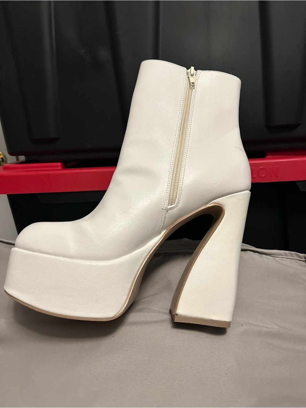 Madden Girl White Platform Ankle Boots with Side Zip